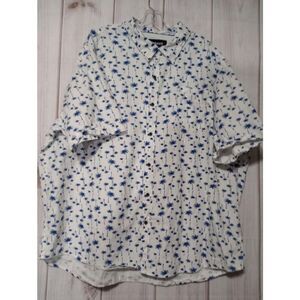 Monument Clothing Co. Shirt Men's 4X White and Blue Palm Tree Button‎ Up